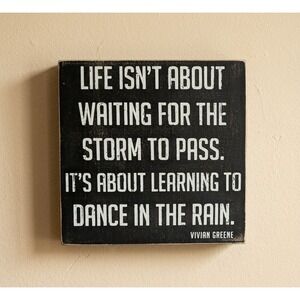 Vivian Greene Dance In The Rain Box Wall Sign, Wood, Rustic, 9" x 9" x 1.75"